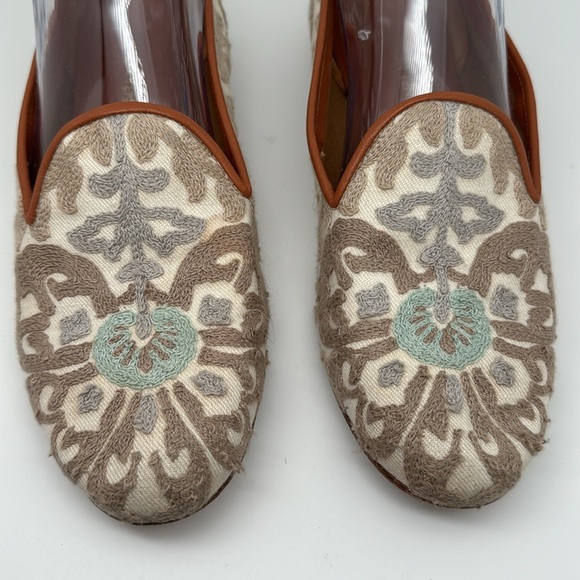 Ramon Tenza Ukraine Embroidered Floral & Leather Loafers Slip on Flats Size 7.5 - Picture 2 of 12